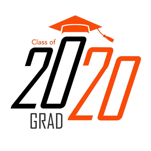Klasse 2020 gratuliert Absolventen der Typografie mit Mütze und Quaste — Stockvektor