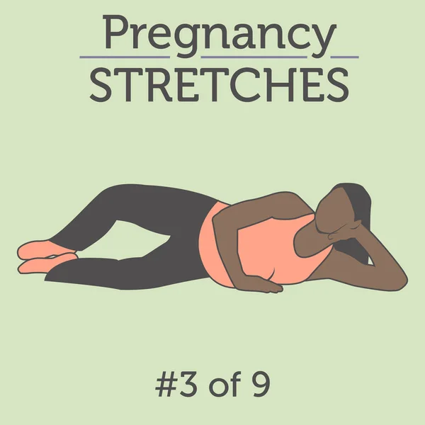 Разнообразная афроамериканская барышня делает упражнения во время беременности — стоковый вектор
