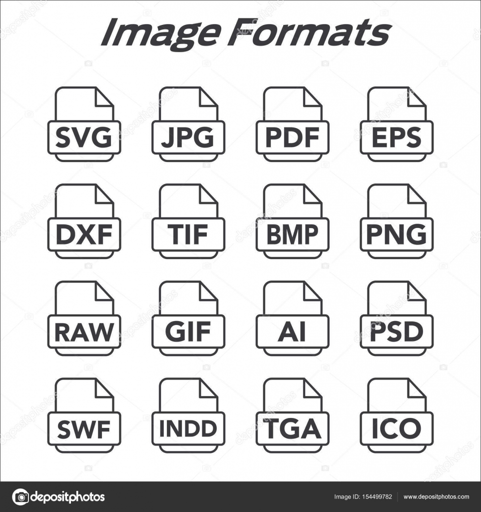 Иконки Форматов Изображений - PNG, JPG, EPS, PDF, SVG Векторное.