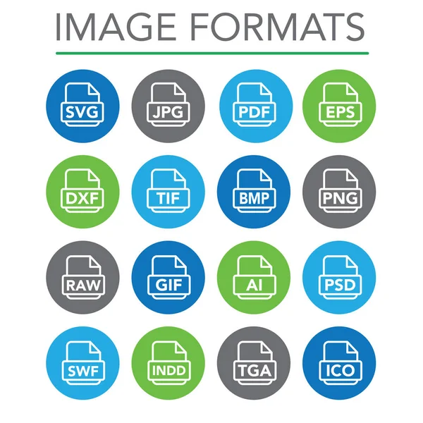 Image format icons - PNG, JPG, EPS, PDF, SVG — Stock Vector