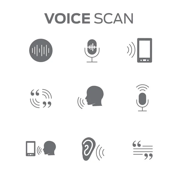 VoiceOver ή φωνητική εντολή εικονίδιο με ηχητικό κύμα εικόνες — Διανυσματικό Αρχείο