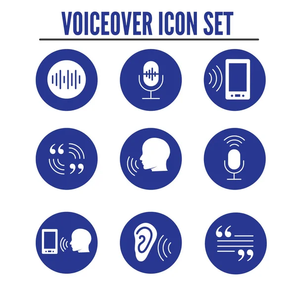 Ícone de Voiceover ou Comando de Voz com Imagens de Onda de Som —  Vetores de Stock