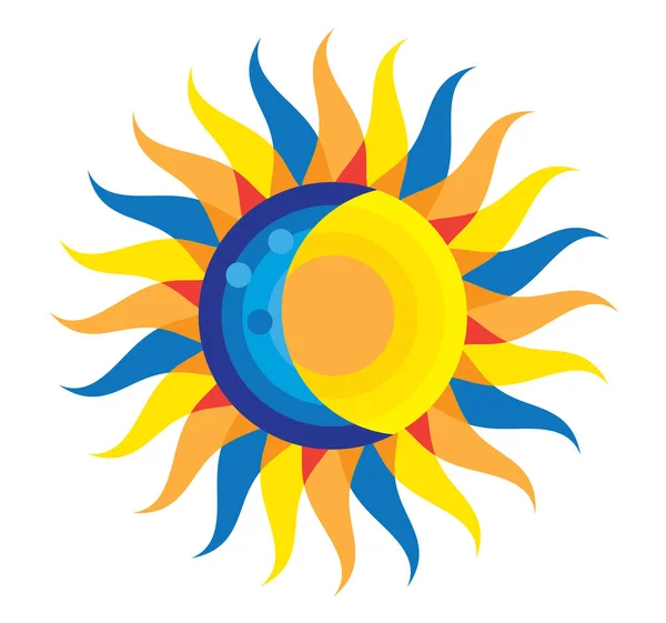 Úplné zatmění slunce ikona 21 srpna 2017 — Stockový vektor