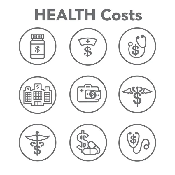 Costes y gastos sanitarios que muestran el concepto de salud costosa — Vector de stock