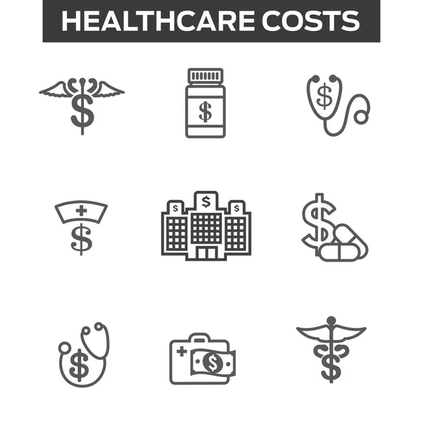 Sağlık maliyetleri ve pahalı sağlık kavramı gösterilen giderleri — Stok Vektör