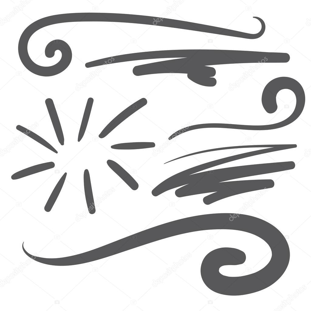 Black squiggle swoosh - text font tail for baseball tshirt design