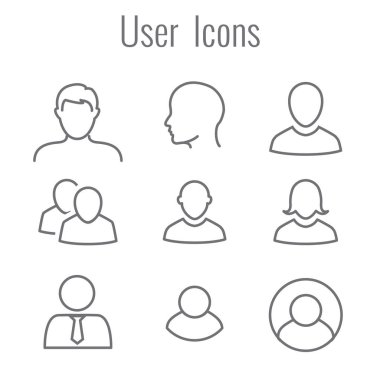 Erkek, kadın ve birden fazla kişi ile kullanıcı Icon Set
