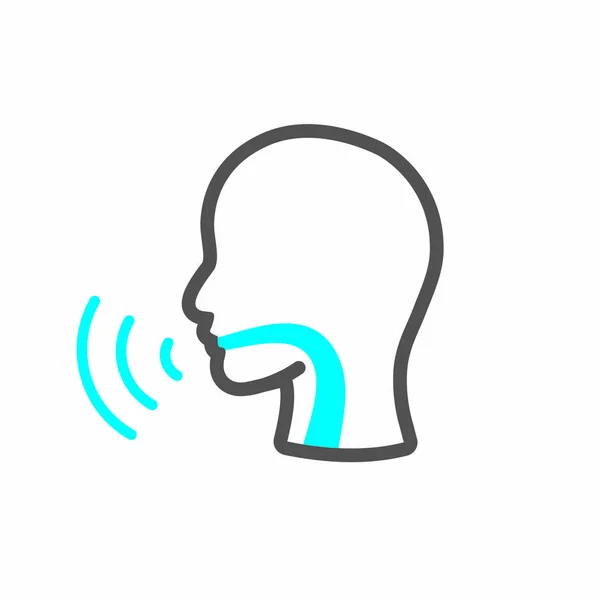 Icono de cuerda vocal con ilustración de vector de imagen de persona — Vector de stock