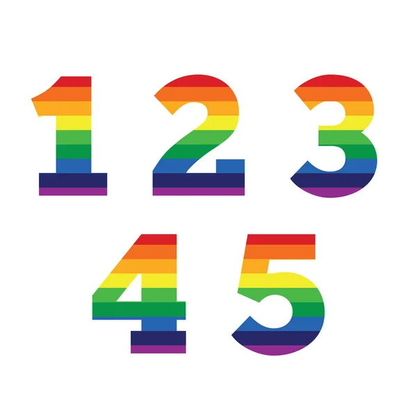 Ουράνιο τόξο αριθμοί σετ με ρίγες - gay pride — Διανυσματικό Αρχείο