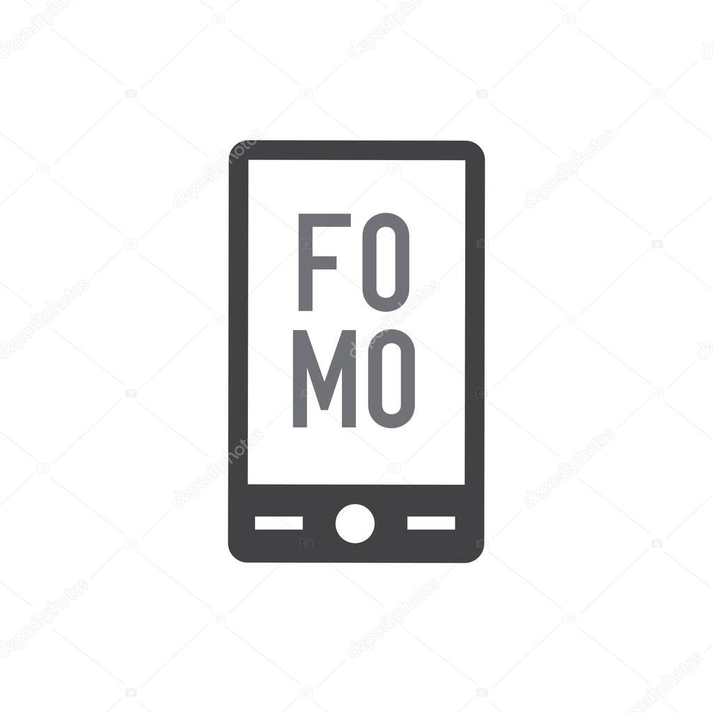 FOMO Icon - Fear of Missing Out Trendy Modern Acronym - Social Media