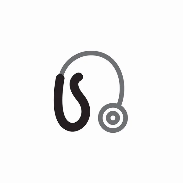 Hörgeräte-Ikone mit umwickeltem Ohrdraht — Stockvektor
