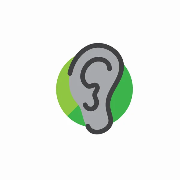 Ear and ear canal outline icon image for hearing / listening los — Stock Vector