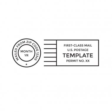 Postal cancellation First Class mail Postage Paid mark clipart