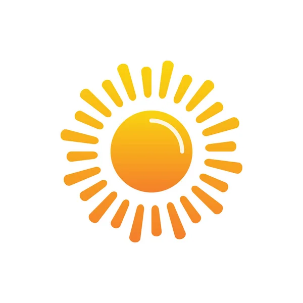 Típico sol o icono soleado w rayos de sol latiendo — Vector de stock