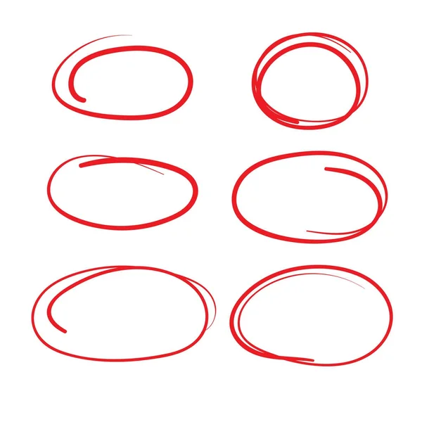 Red Circle Grading Marks with Swoosh Feel - Marking up Papers — Stock Vector