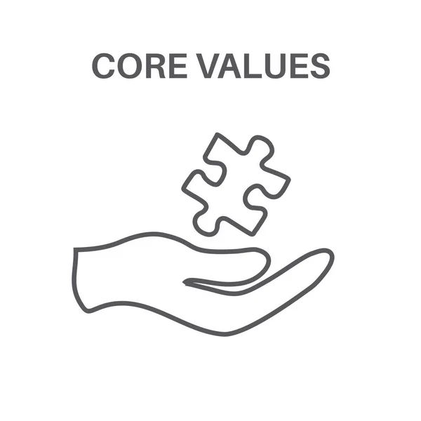 Valores centrales con imagen de responsabilidad social - Ética empresarial a — Vector de stock