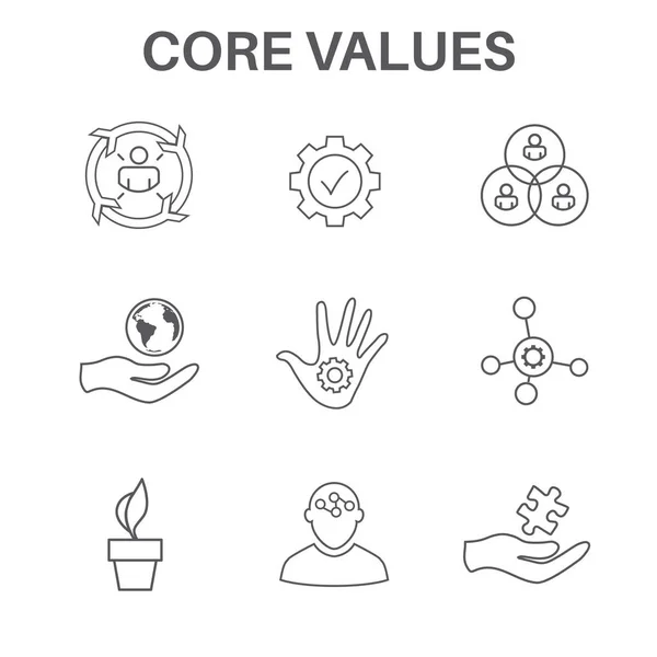 Alapvető értékek, a társadalmi felelősségvállalás kép - üzleti etika egy — Stock Vector