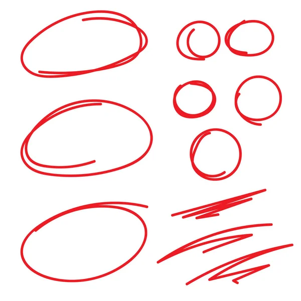 Marcas de clasificación de círculo rojo con sensación de swoosh - Marcando papeles — Vector de stock
