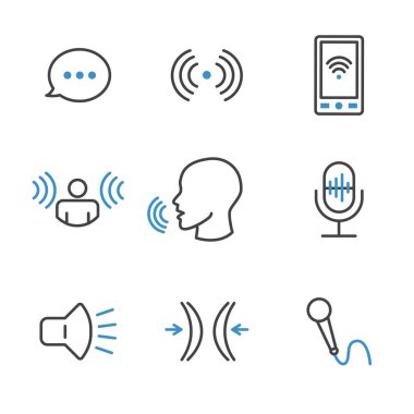 Voice Recording and Voiceover Icon Set with Microphone, Voice Sc clipart