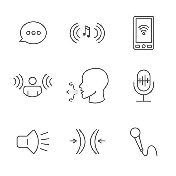 Gravação de voz & Conjunto de ícones de voz com microfone, Digitalização de voz —  Vetores de Stock
