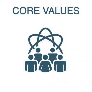 Core Values Solid Icon w person & collaborating / thinking ideas clipart