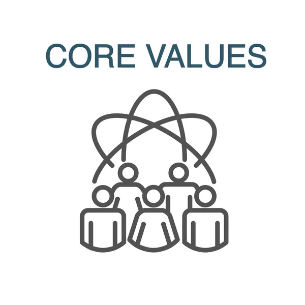 Podstawowe wartości konturu ikony w osobę i współpraca / myślenia i — Wektor stockowy
