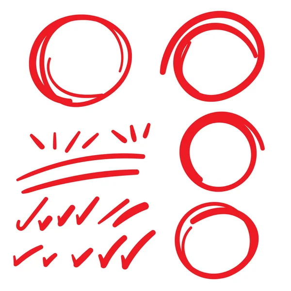 Marcas de calificación de maestros rojos con pluma, mostrando correcto / incorrecto — Vector de stock