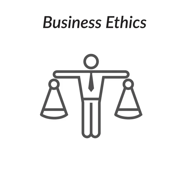 Business Ethics Solid Icon w Man & Scale di Giustizia — Vettoriale Stock