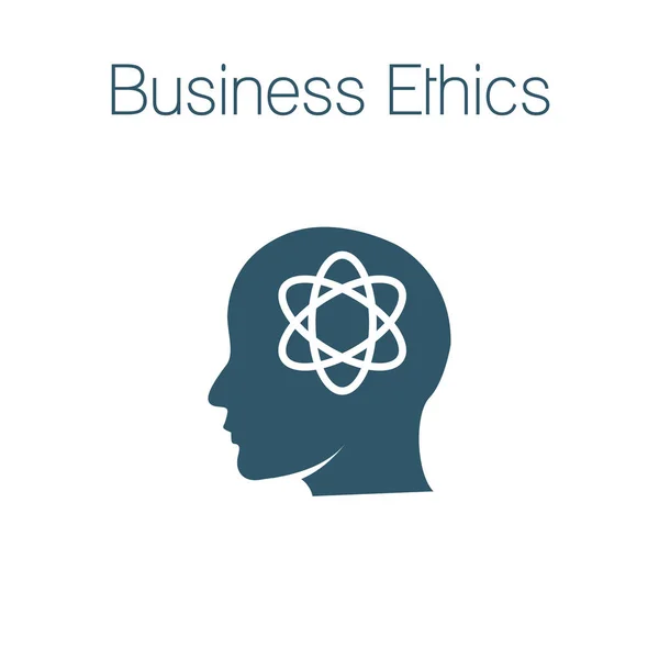 Business Ethics Icona solida con testa e cervello pensante — Vettoriale Stock