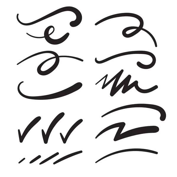 Swishes всьому каліграфічні накреслення спрямовується вниз, Swooshes, каракулі і карлючки - T — стоковий вектор