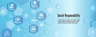 Sosyal sorumluluk katı Icon Set - dürüstlük, bütünlük, colla