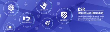 Sosyal sorumluluk katı simgesi Header Banner - dürüstlük, bütünlük, işbirliği, Web banner header