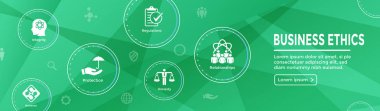 Business Ethics Web Banner Icon Set with Honesty, Integrity, Com clipart