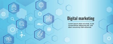 Dijital gelen Pazarlama Web Banner w vektör simgeleri olan Cta, Gr
