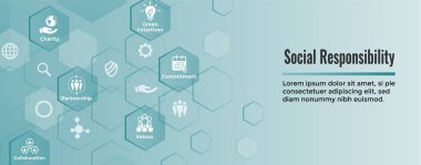 Sosyal sorumluluk katı Icon Set - dürüstlük, bütünlük, colla