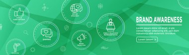 Marka elçisi ince çizgi anahat simgesi Web Banner Set - Megapho