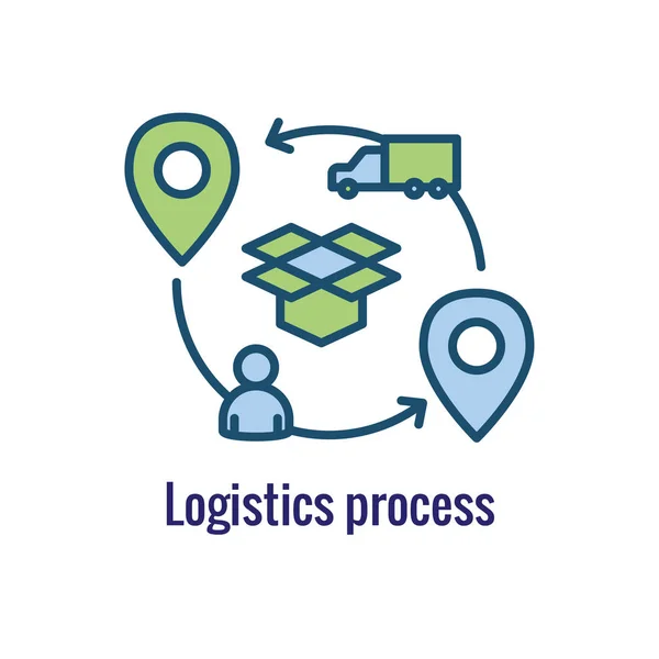 Logistics εικονίδιο δείχνει κίνηση - το ένα μέρος στο άλλο — Διανυσματικό Αρχείο