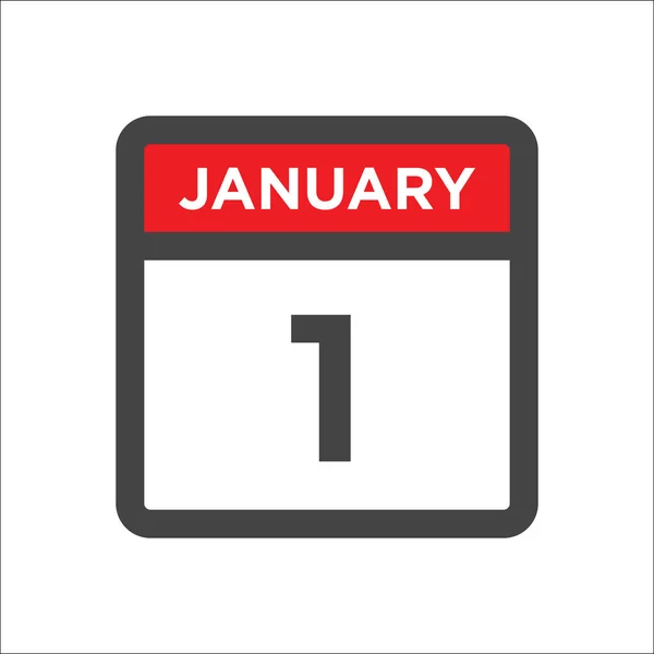 1 Ιανουαρίου εικονίδιο ημερολογίου συμπεριλαμβανομένης της ημέρας του μήνα — Διανυσματικό Αρχείο