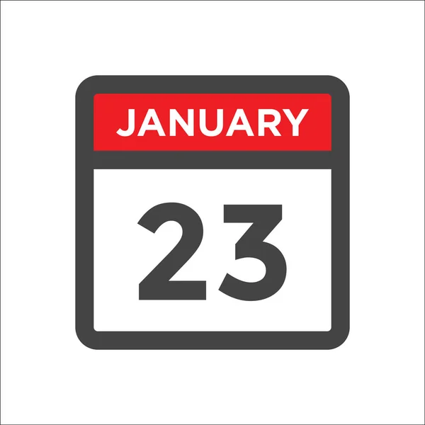 Ícone de calendário 23 de janeiro, incluindo dia do mês — Vetor de Stock