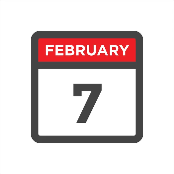 Febrero 7 icono del calendario con el día del mes — Archivo Imágenes Vectoriales