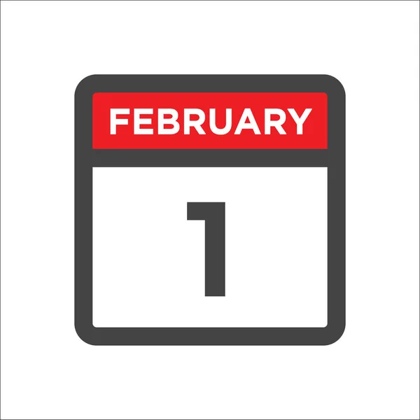 1 februari kalender icoon met dag van de maand — Stockvector