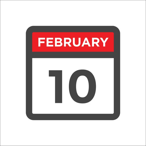 10 de febrero icono del calendario con el día del mes — Archivo Imágenes Vectoriales