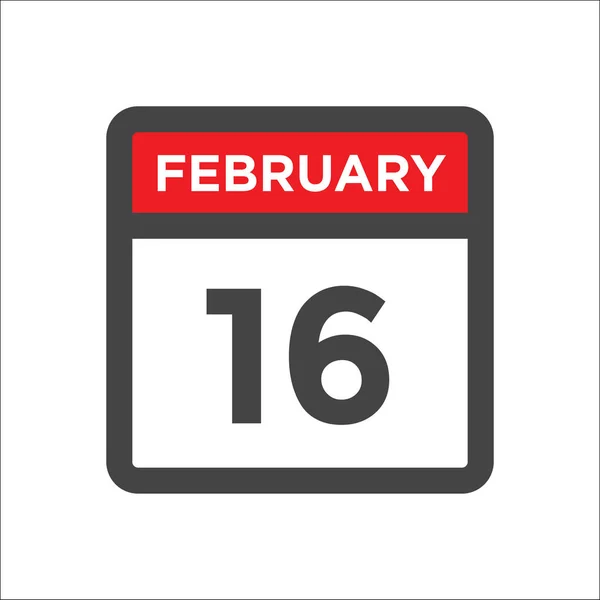 16 Φεβρουαρίου εικονίδιο ημερολογίου με την ημέρα του μήνα — Διανυσματικό Αρχείο