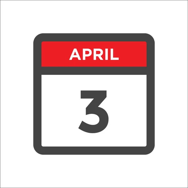 Ikona kalendáře 3. dubna se dnem v měsíci — Stockový vektor