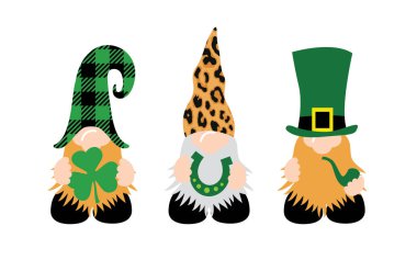 St. Patrick's Day Gnomes with shamrock & horseshoe clipart