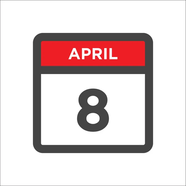 8. April Kalendersymbol mit Tag des Monats — Stockvektor