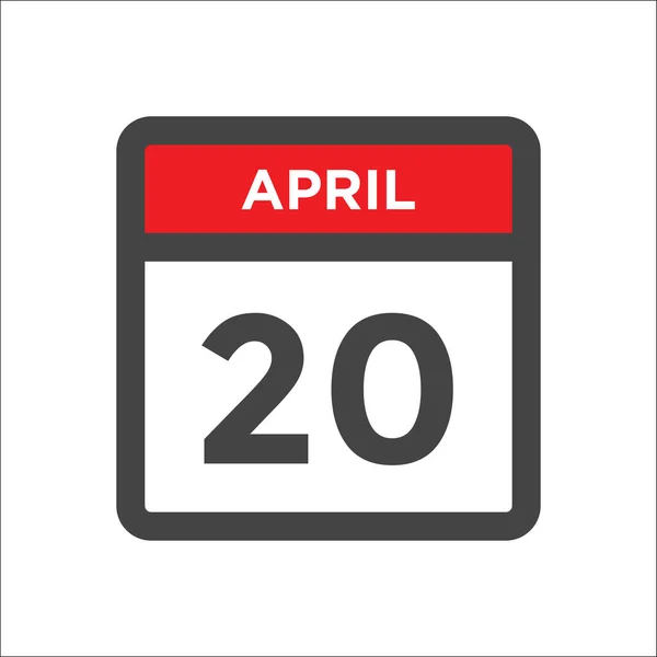 April Kalender Icoon Met Dag Maand — Stockvector