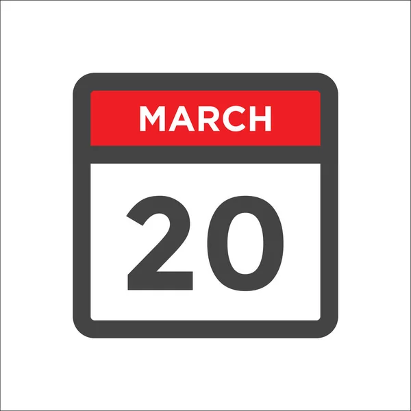 March Calendar Icon Day Month — Stock Vector