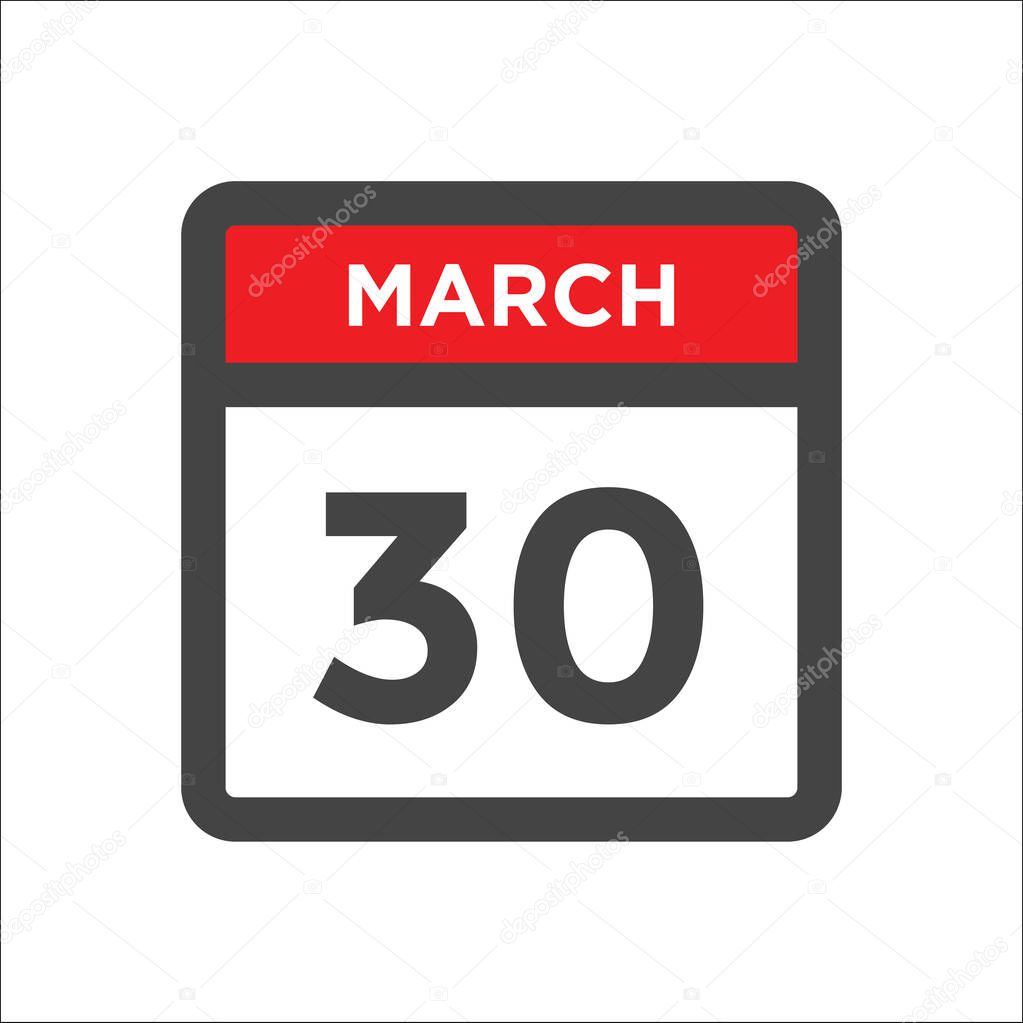 March 30 calendar icon - day of month