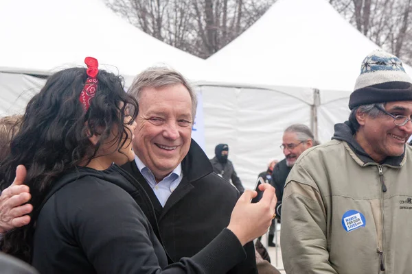 March For Our Lives Chicago / Chicago, Illinois - March 24, 2018: Senator Dick Durbin talks with constituents at the March For Our Lives Rally in Chicago.